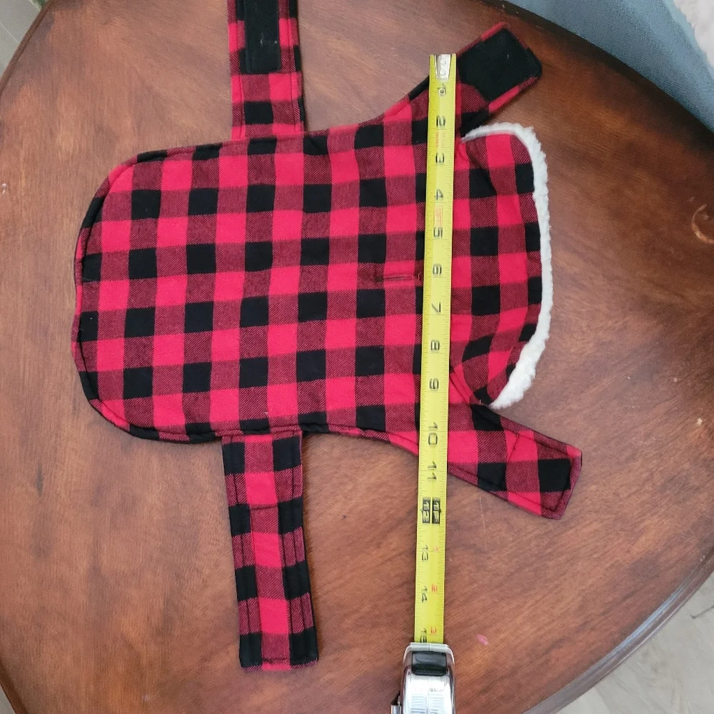 Wag&Bone Dog Jacket Buffalo Check Red Black Shearling Size Small